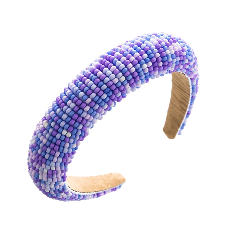 Ocean Colored Seed Bead Headband