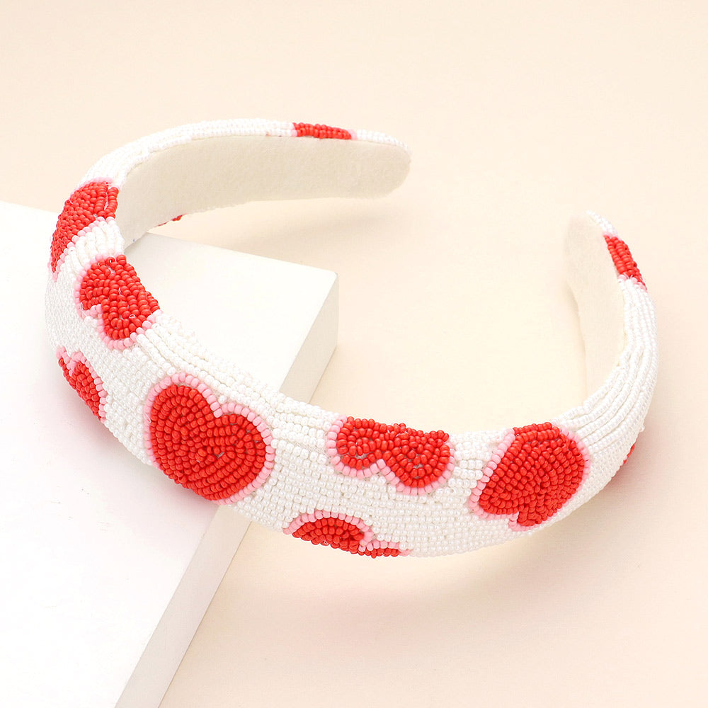 Band of Hearts Seed Bead Headband