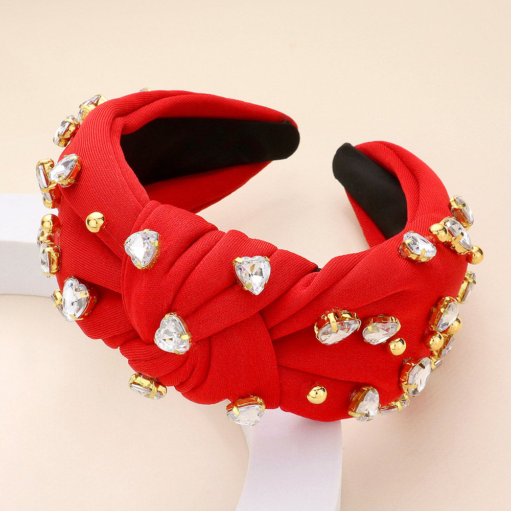 Rehinestone Hearts Red Headband