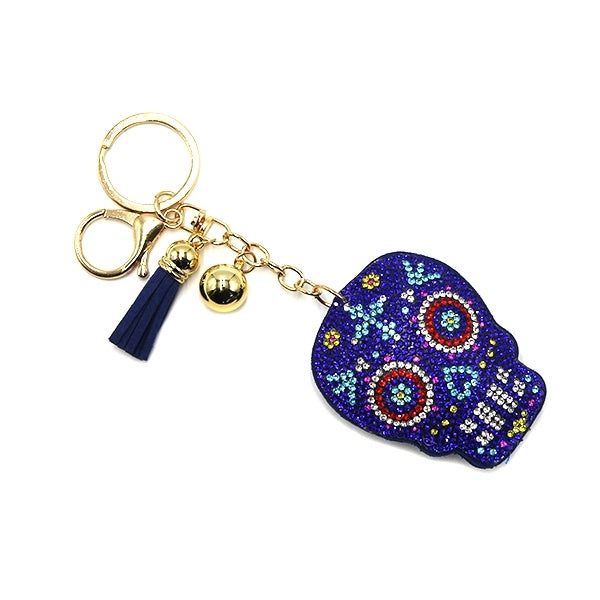 Dia de los Muertos Sugar Skull Bling Keychain