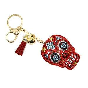 Dia de los Muertos Sugar Skull Bling Keychain