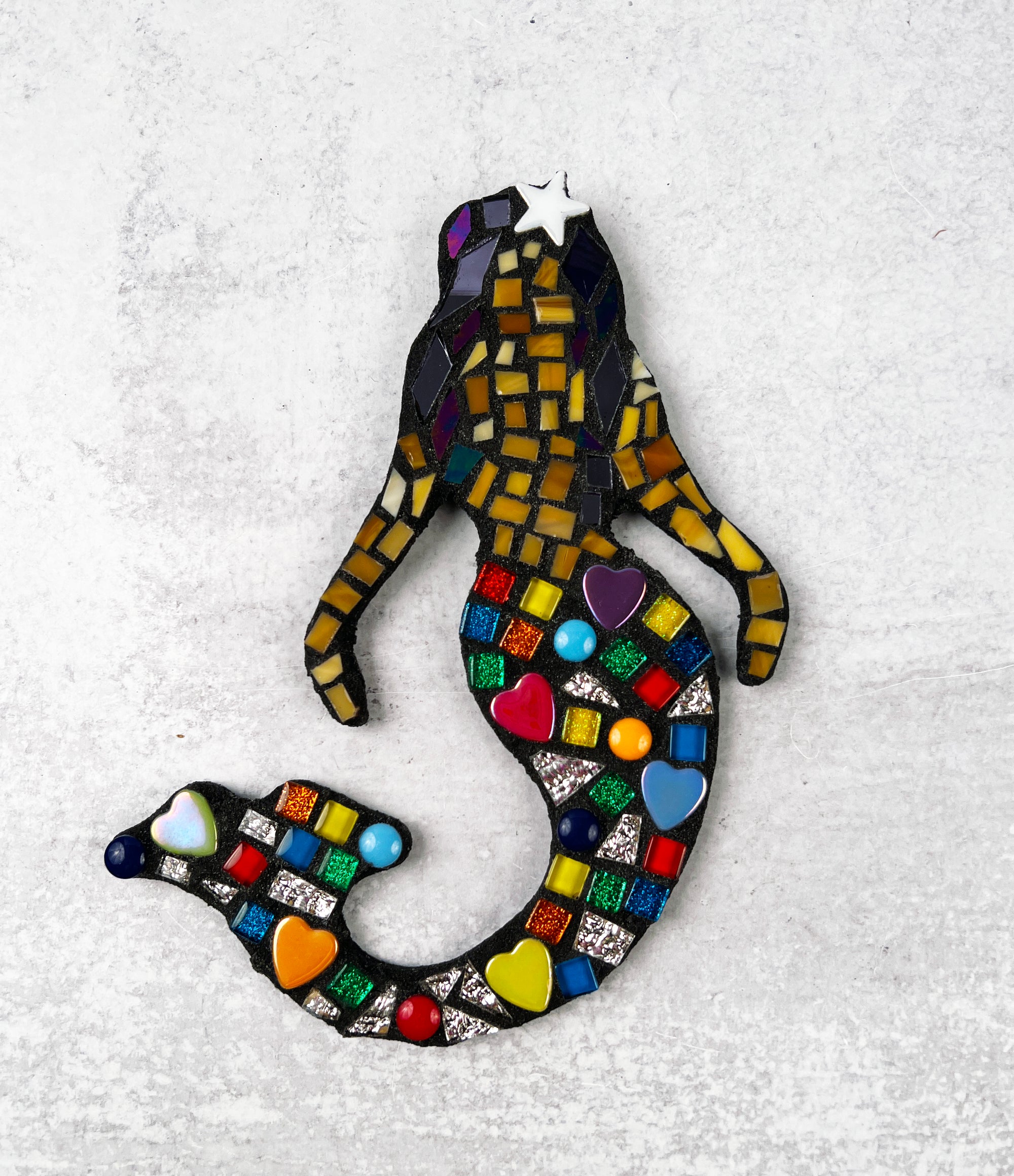 Mosaic Mermaid with Hearts