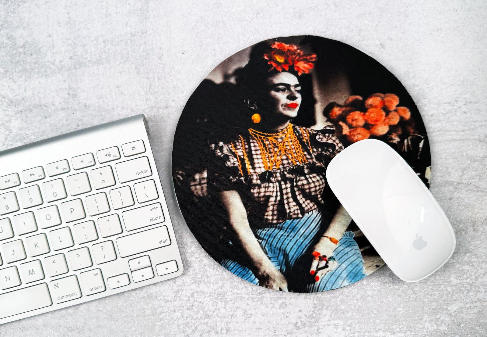 Frida Kahlo Black & White Embroidered Photo Mousepad
