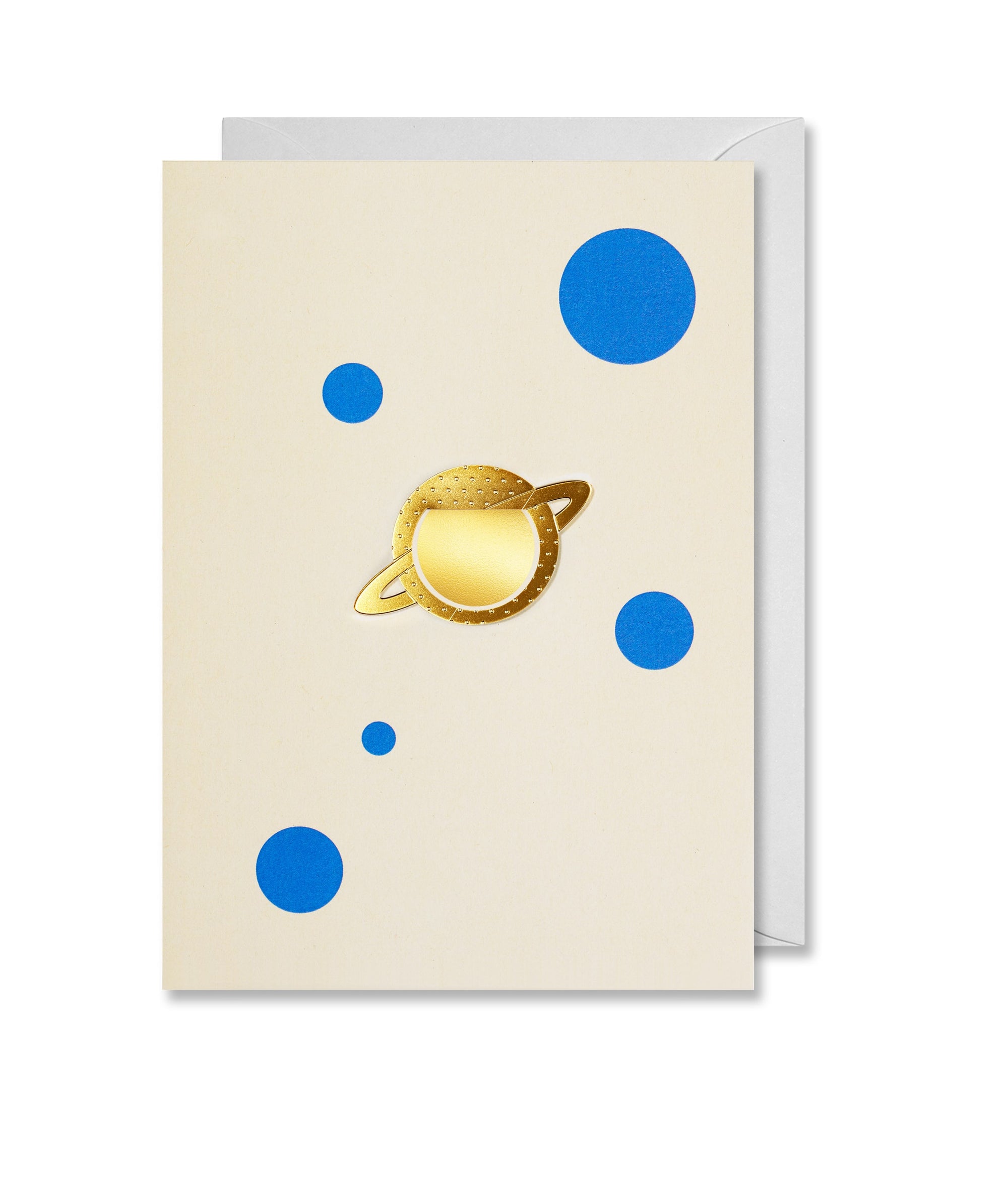 Blank Greeting Card with Mini Brass Planet Clip