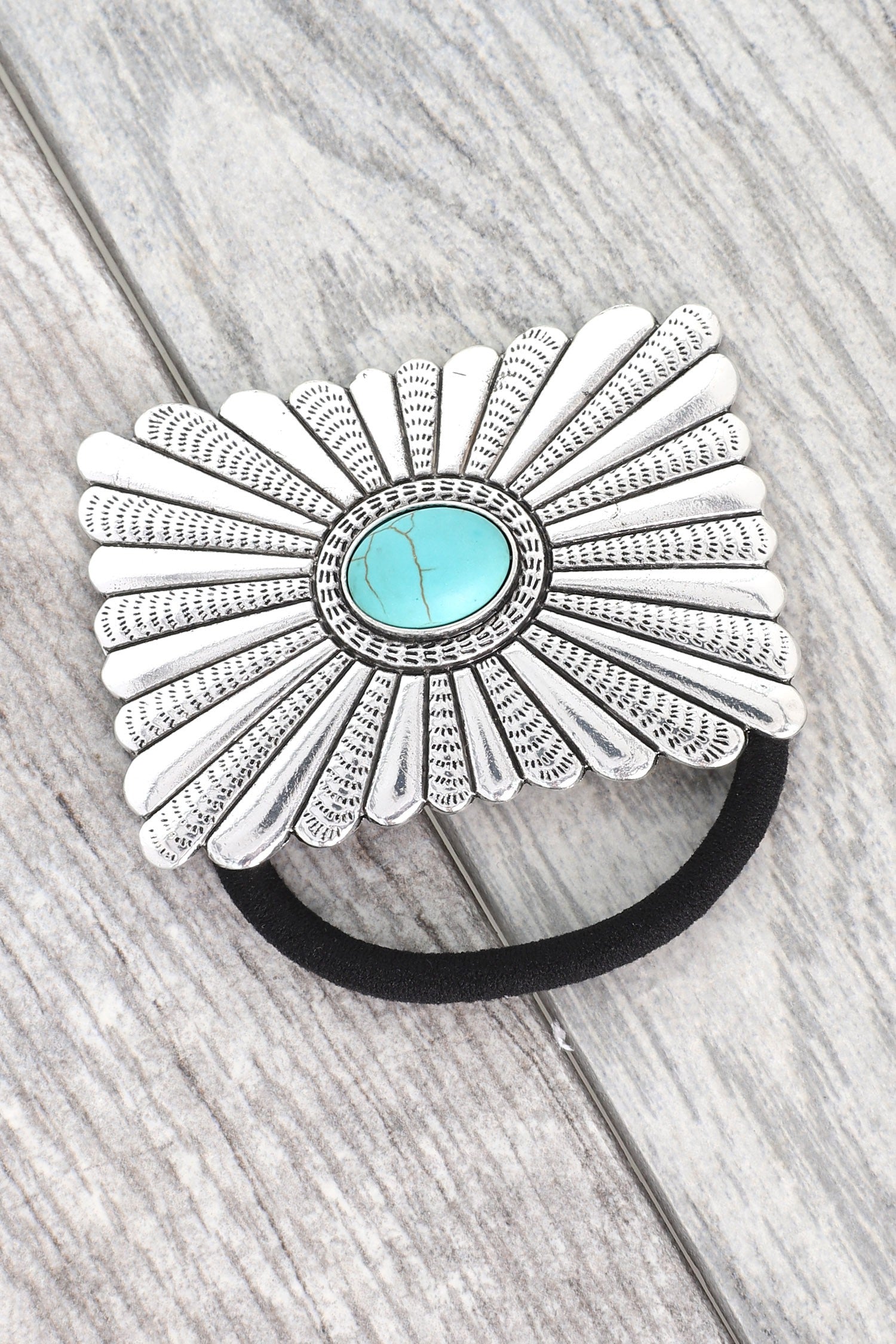 Southwest Inspired Silver and Turquoise Pony Tail Holder