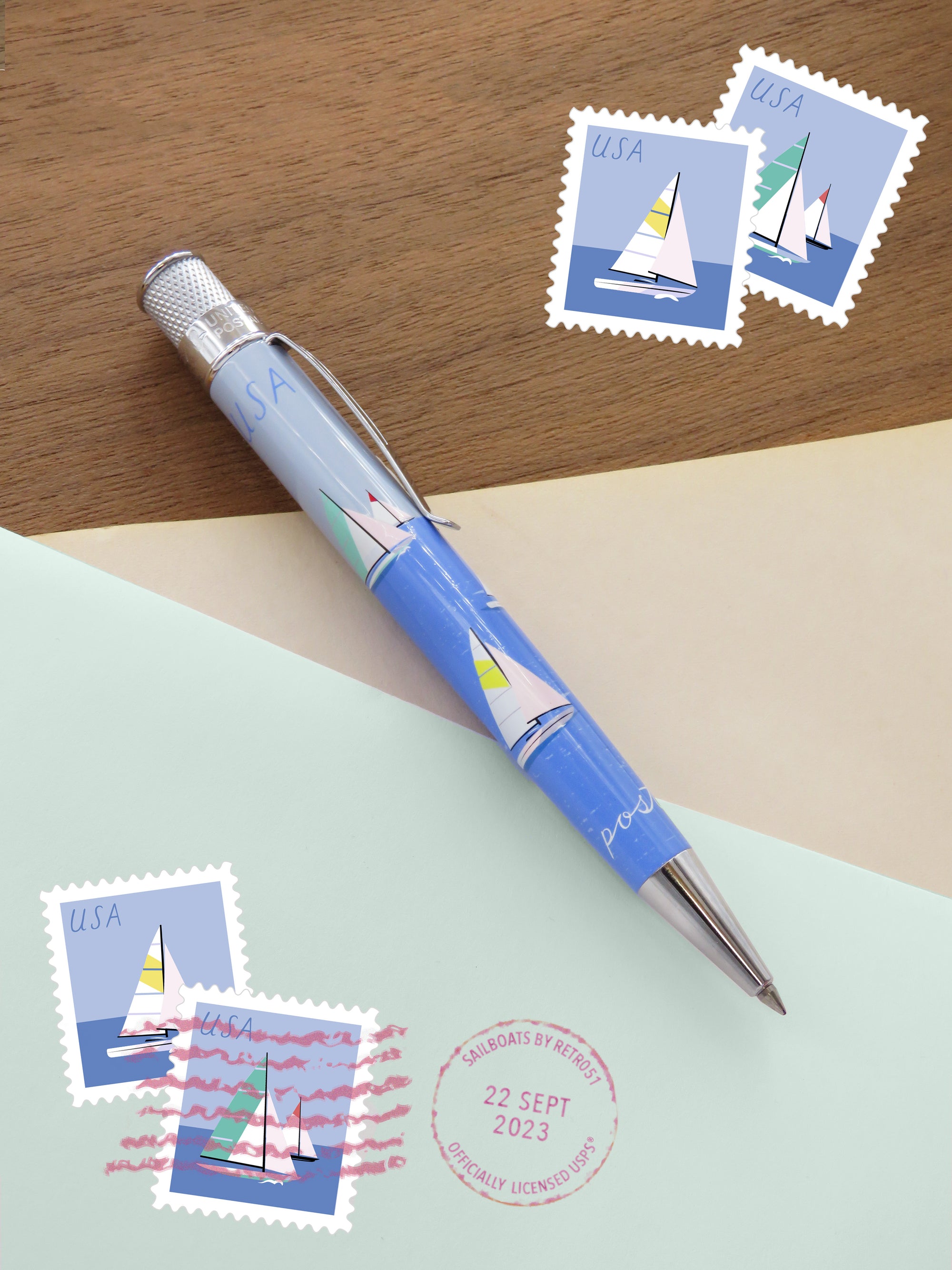 Retro 51 USPS Sailboats 2023 Stamp Rollerball Pen