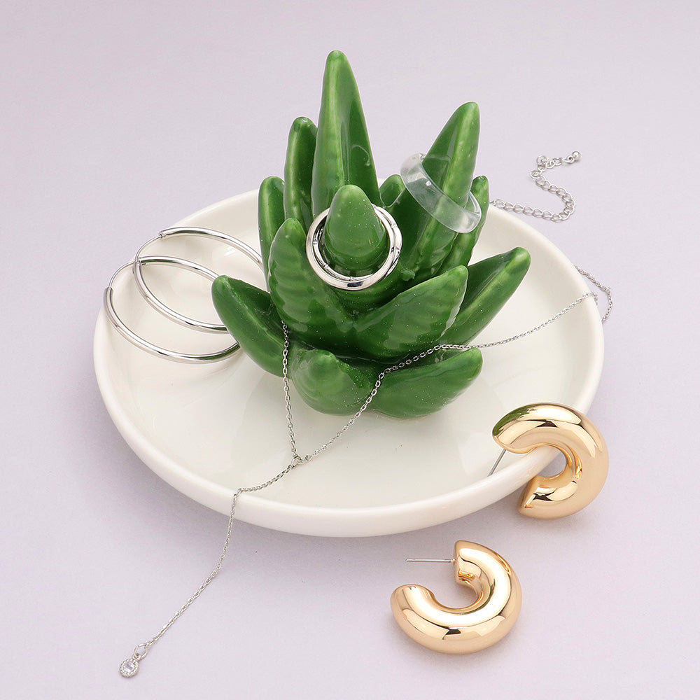 Plant Leaves Ceramic Ring Holder Jewelry Tray