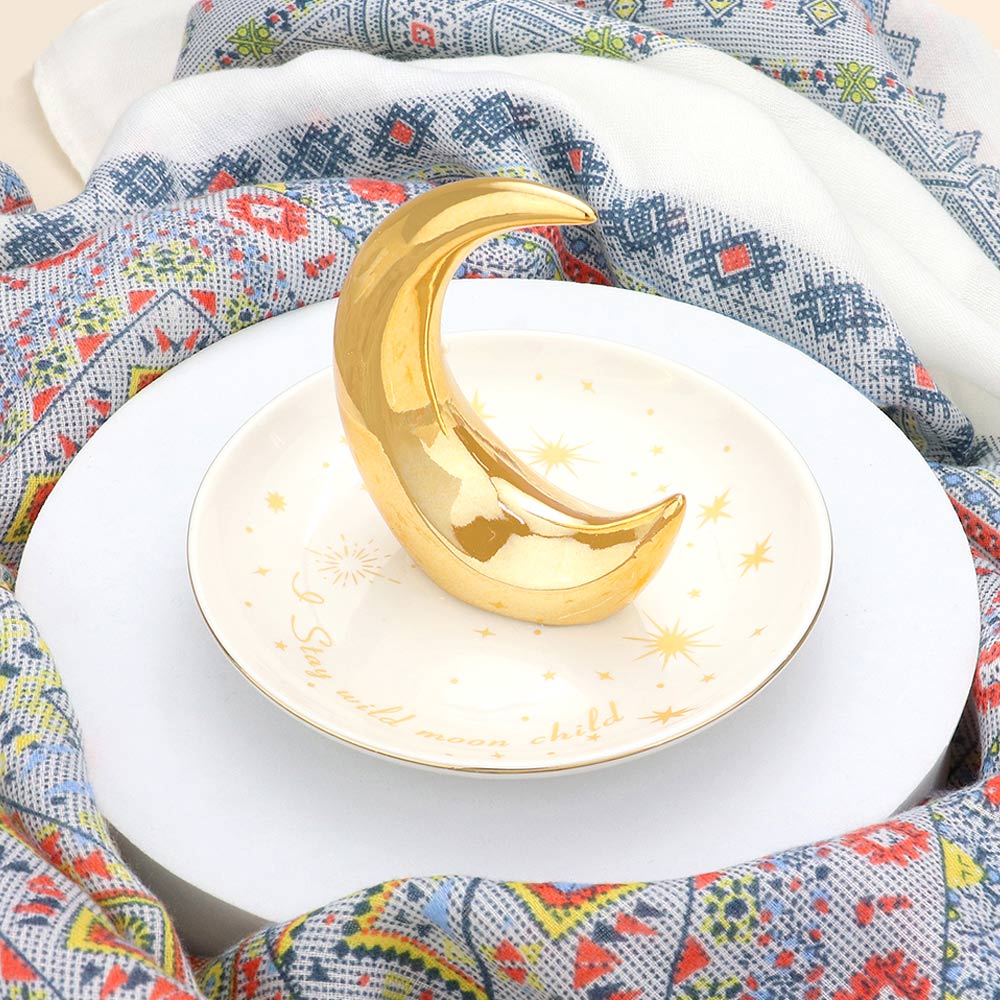 Crescent Moon Ring Holder Jewelry Tray