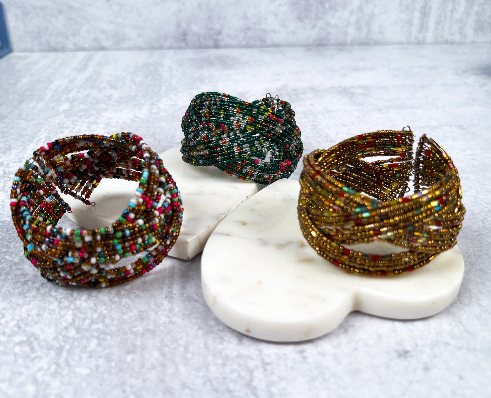 Glass Beaded Wire Cuff Bracelet