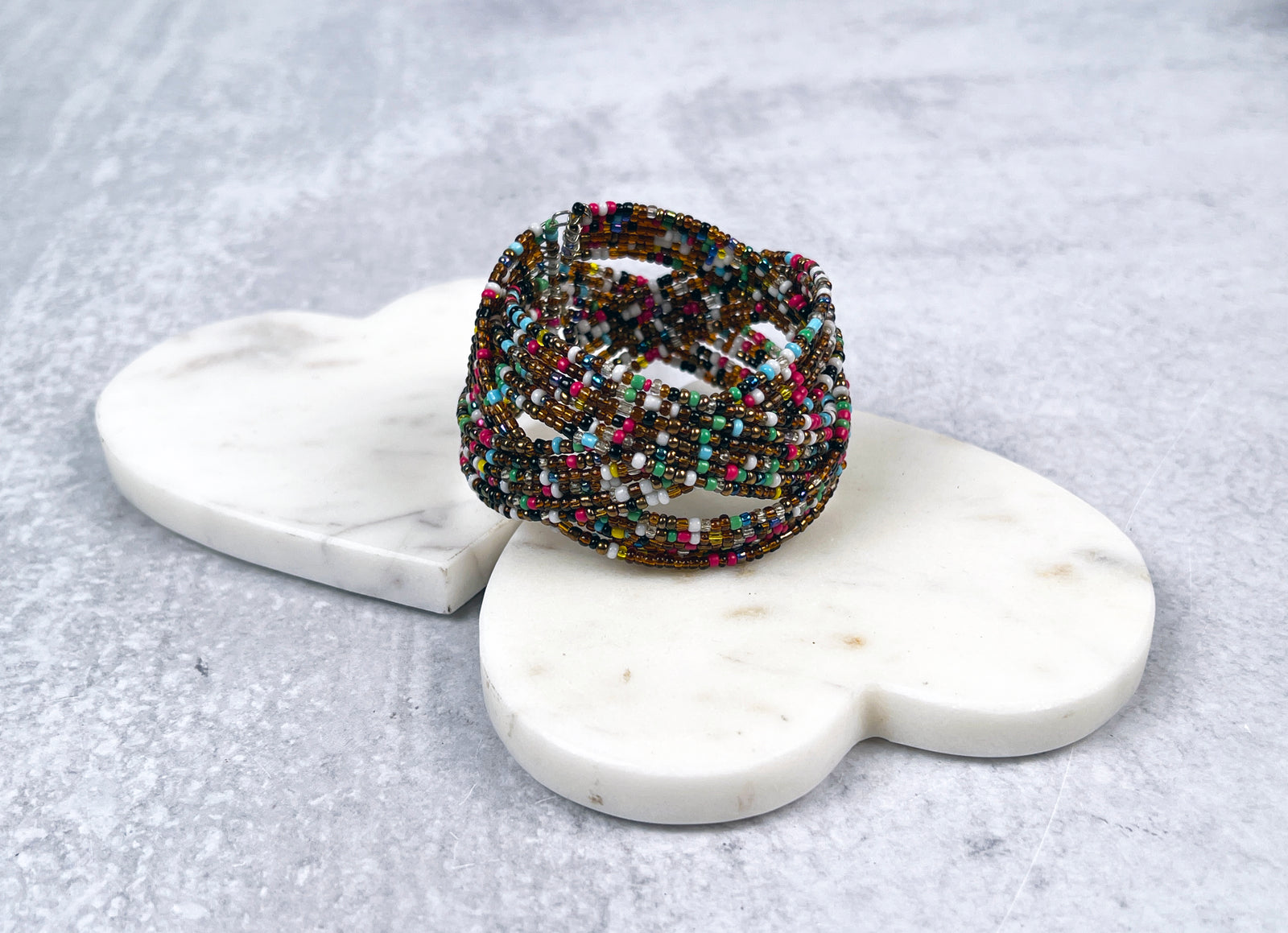 Glass Beaded Wire Cuff Bracelet