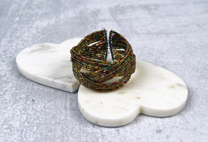 Glass Beaded Wire Cuff Bracelet