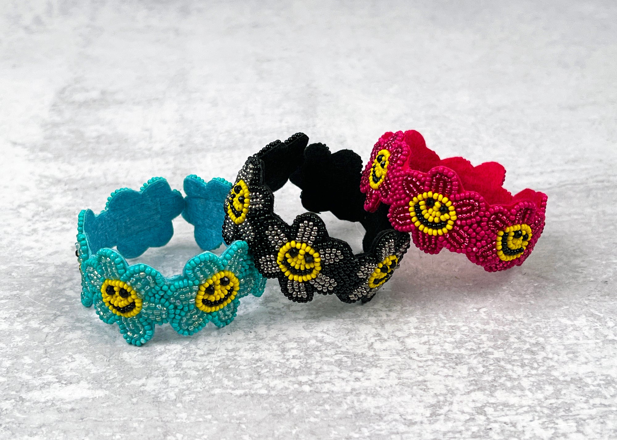 Blooming Happy Face Flower Cuff