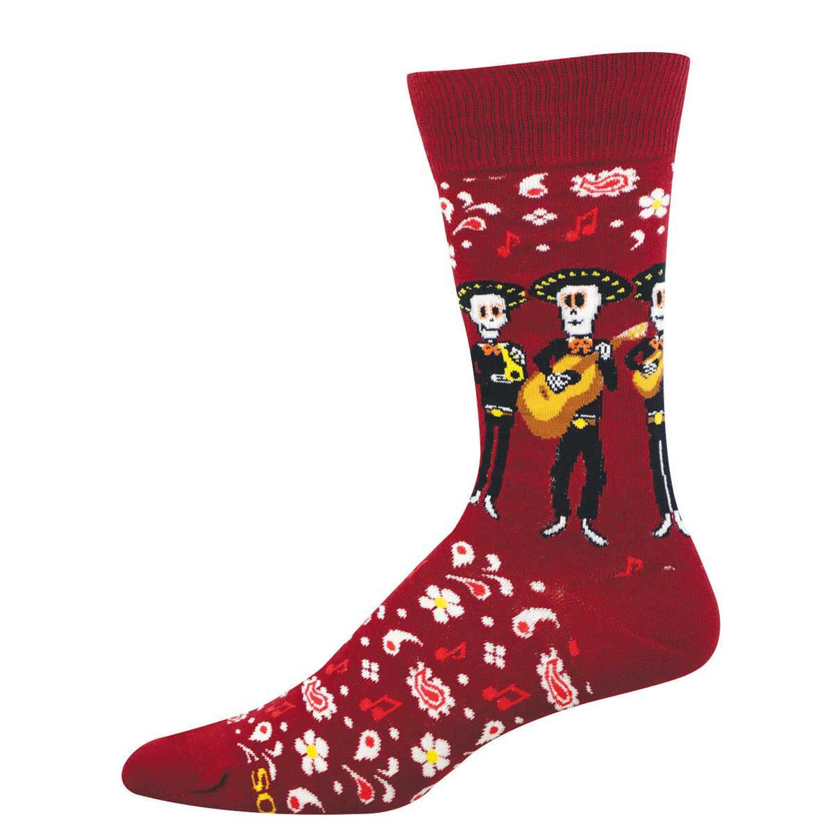 Dia de los Muertos Red Mariachi Mens Socks
