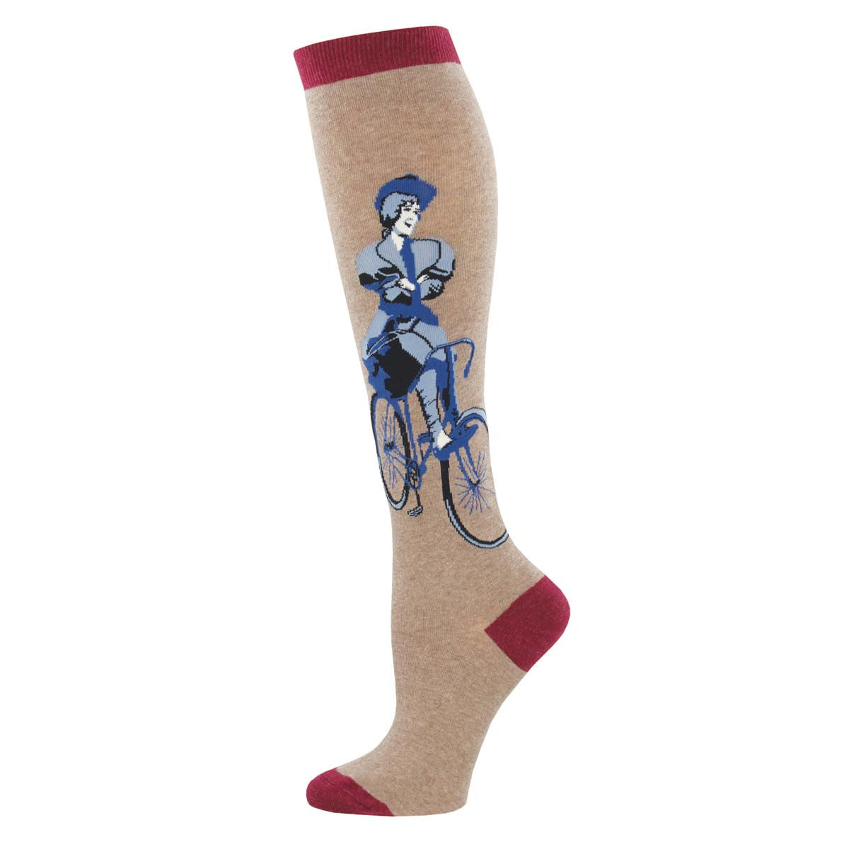 Victorian Lady Riding Bicylce Knee High Socks