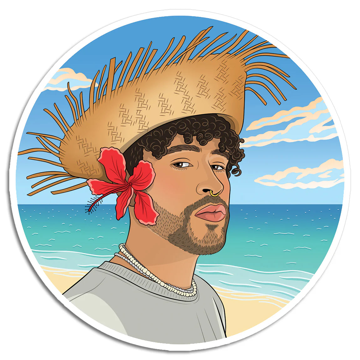 Bad Bunny en la Playa Sticker