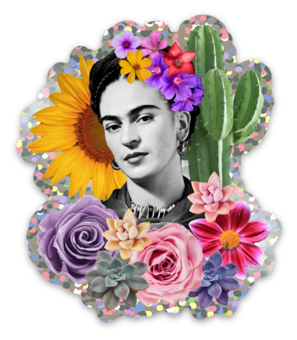 Frida Kahlo Black & White Glitter Sticker