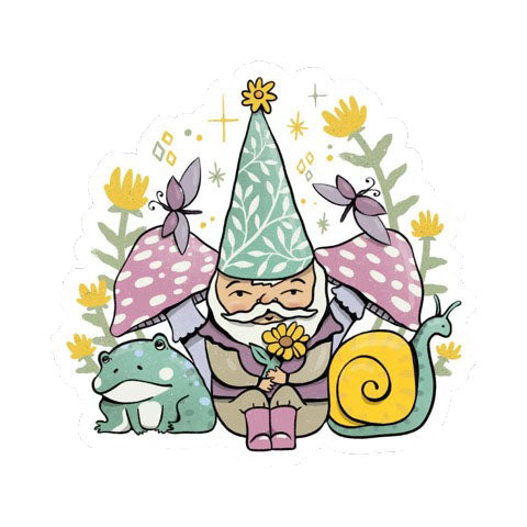 Gnome in Garden Sticker