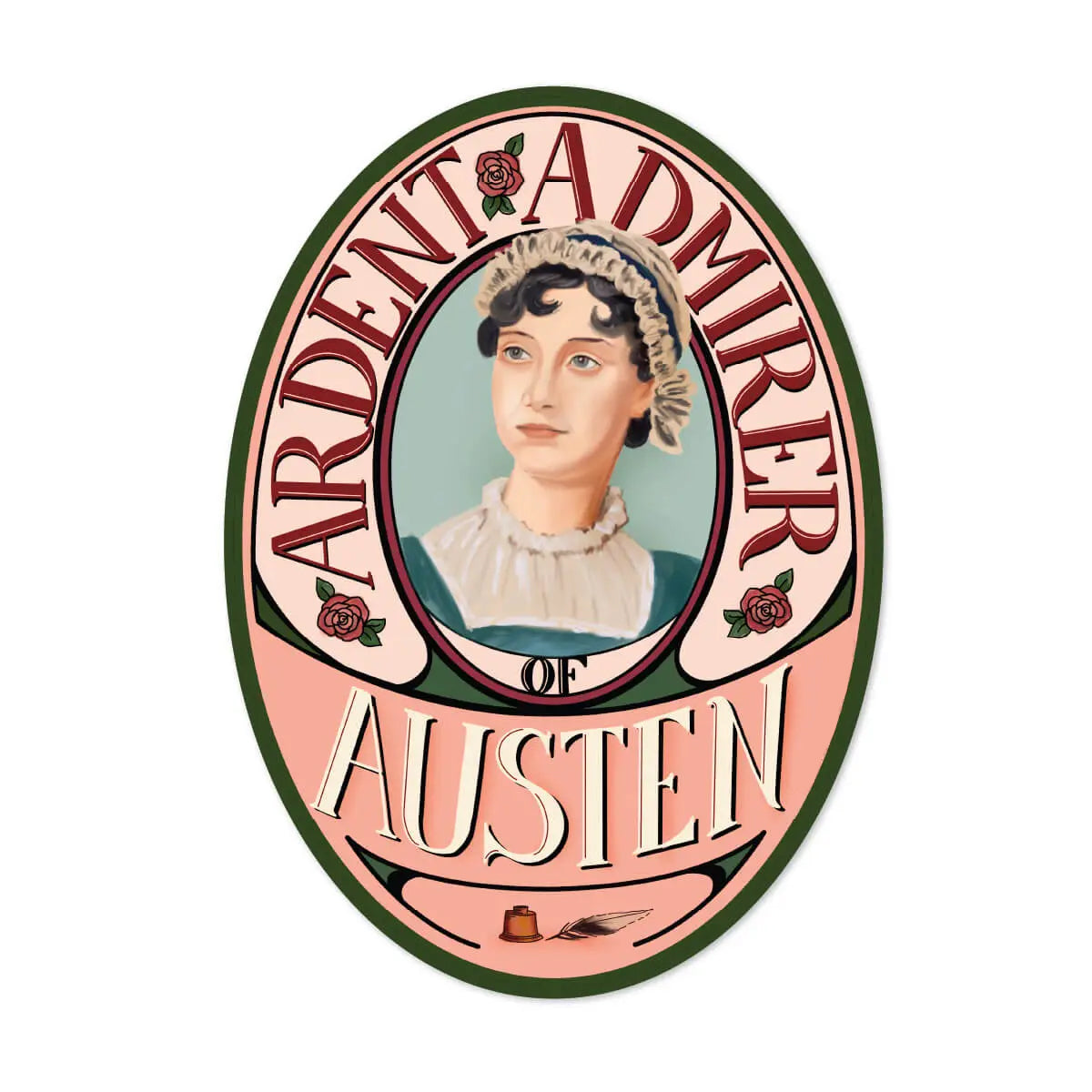 Jane Austin Oval Sticker