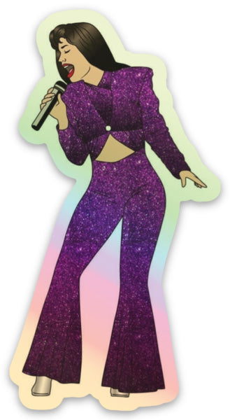 Selena Singing Holographic Sticker