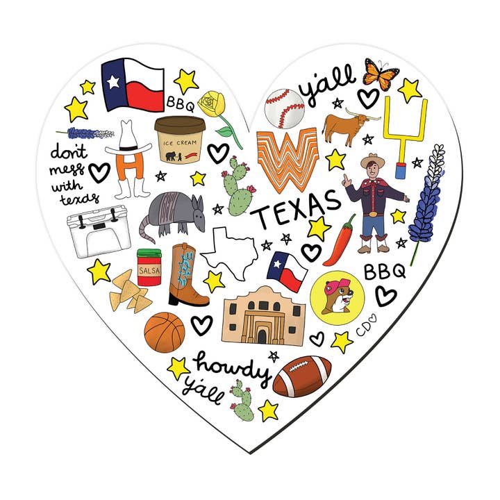 Heart-shaped Texas Icons Sticker