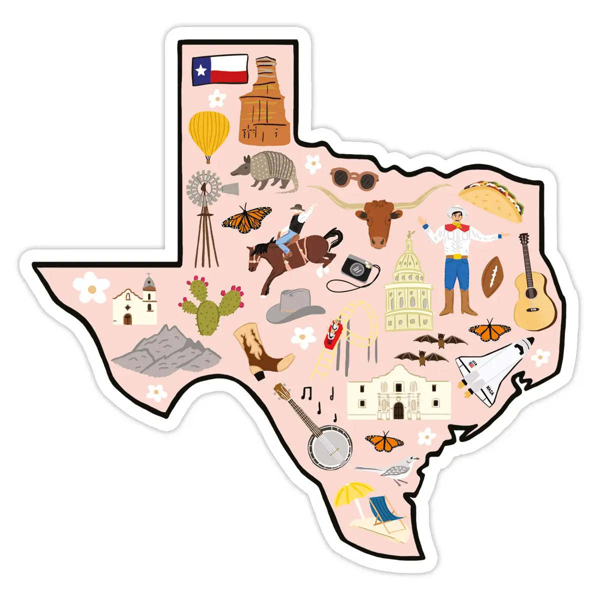 Texas Icons and Landmarks Sticker
