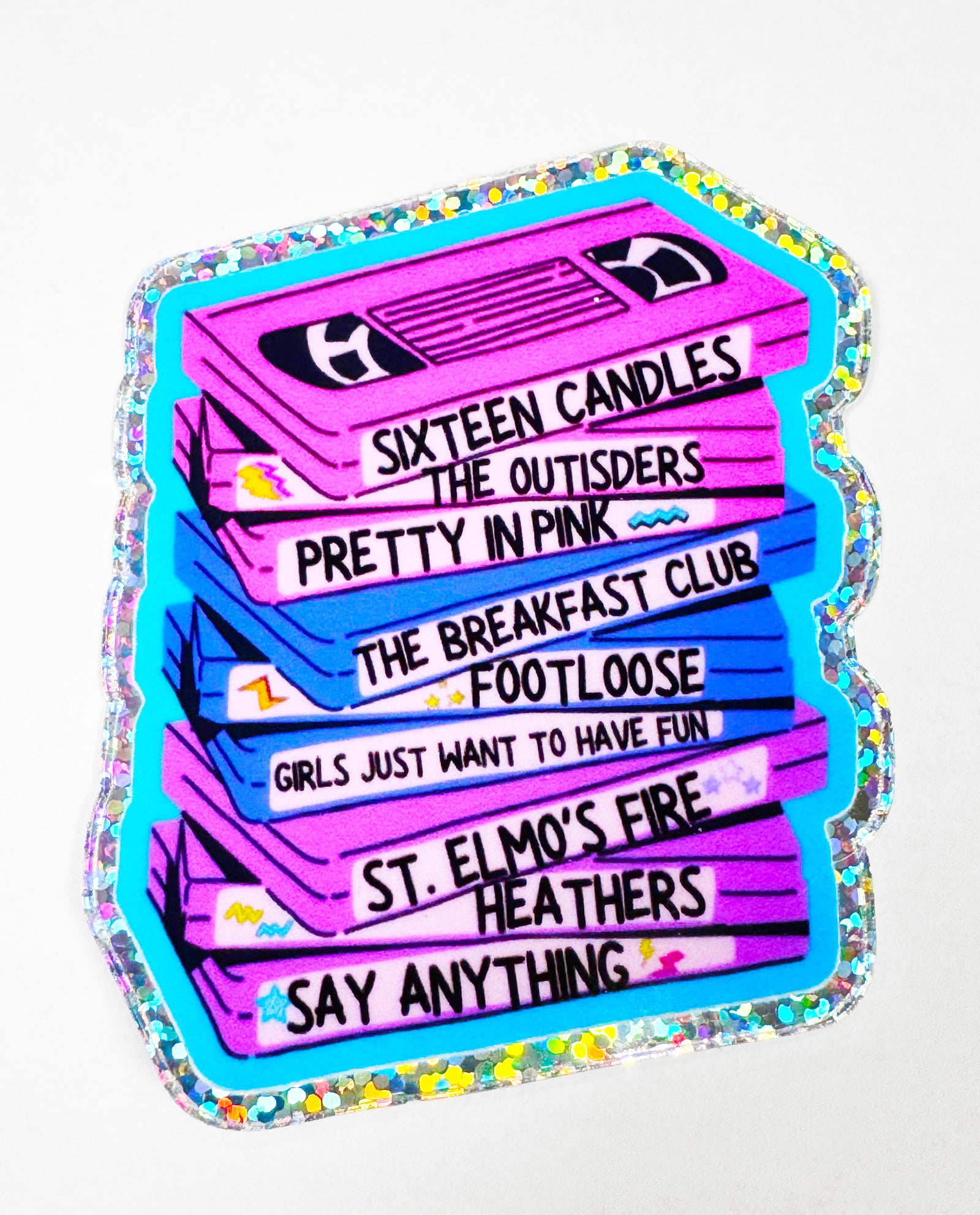 VHS 1980s Movie Tapes Glitter Sticker