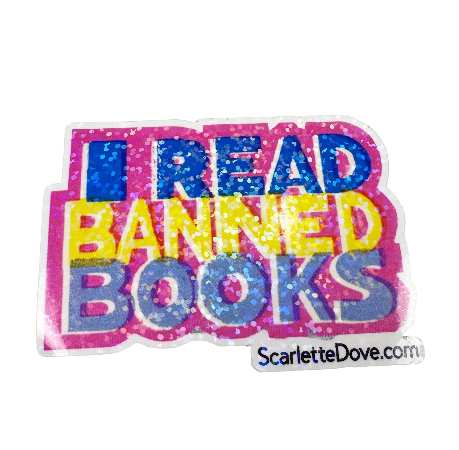 I Read Banned Books Glitter Sticker