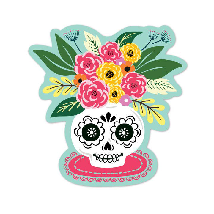 Dia de los Muertos Skull Planter Sticker