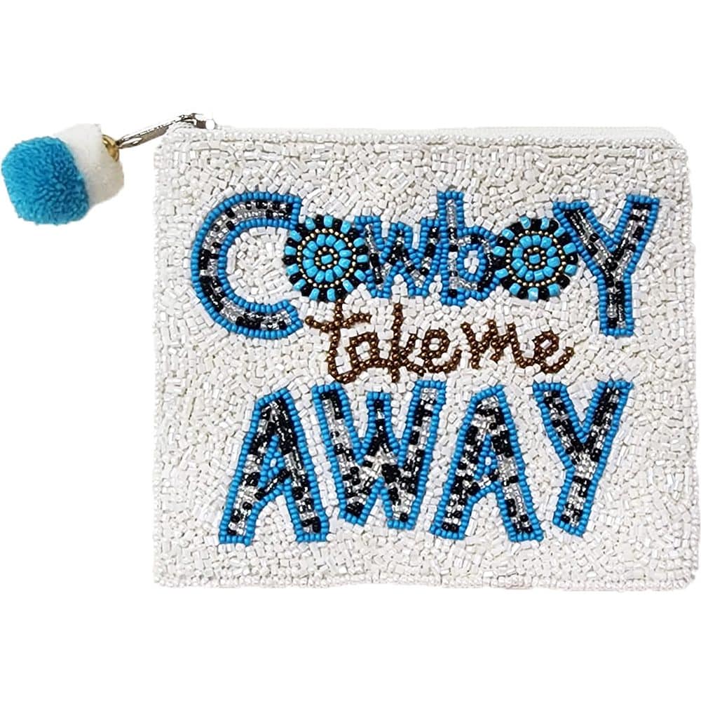 Cowboy Take Me Away Glass Beaded Zipper Pouch