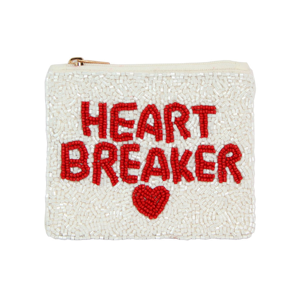 Heart Breaker Glass Beaded Zipper Pouch