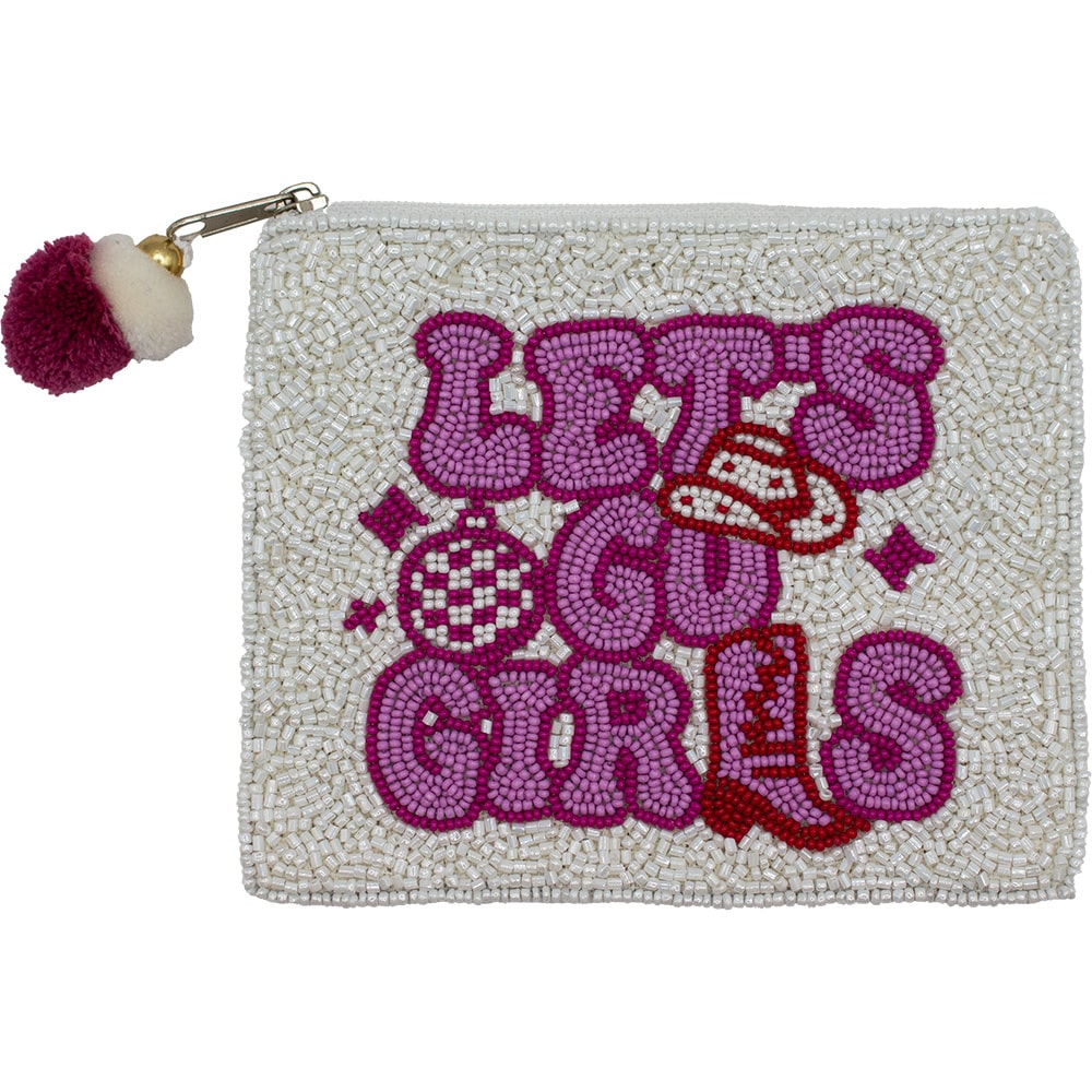 Let's Go Girls Glass Beaded Zipper Pouch
