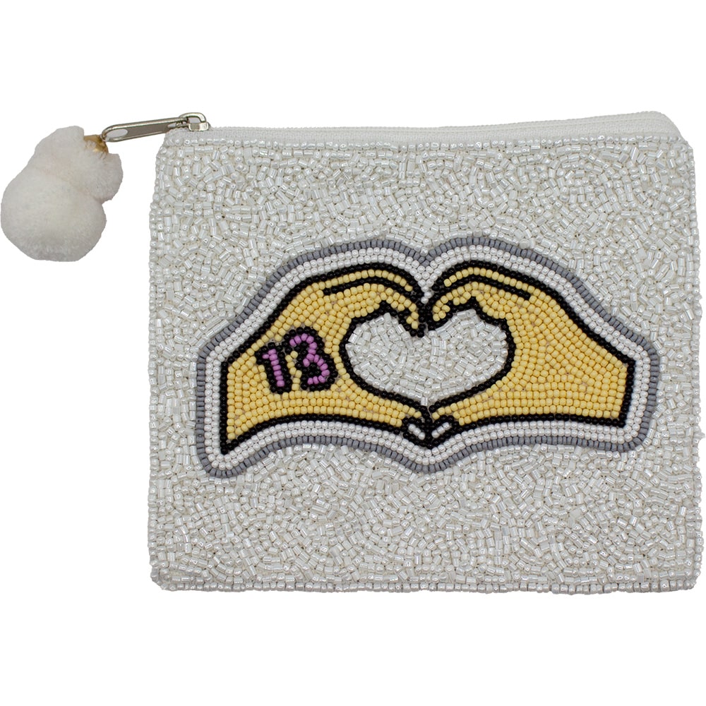 Taylor Swift Heart with Hands Glass Beaded Zipper Pouch