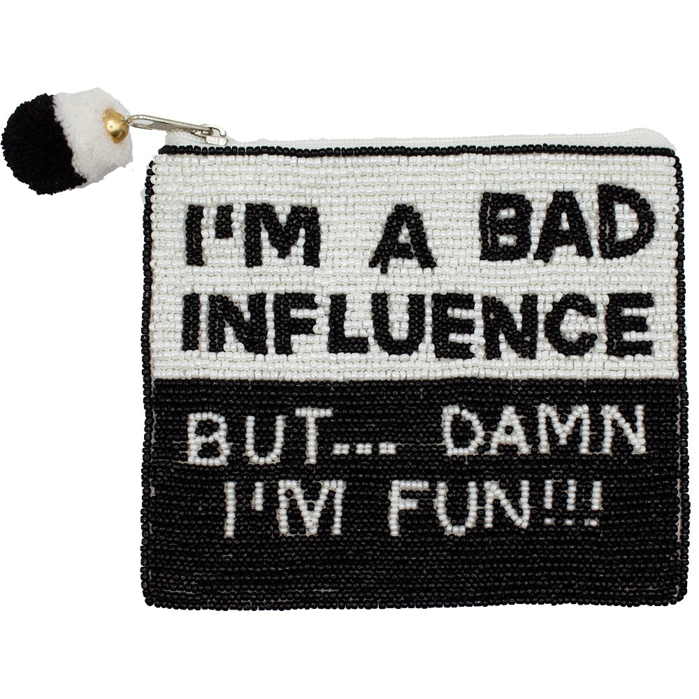 Bad Influence Glass Beaded Zipper Pouch