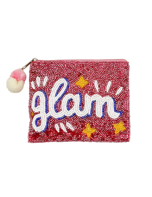 Glam Glass Beaded Zipper Pouch