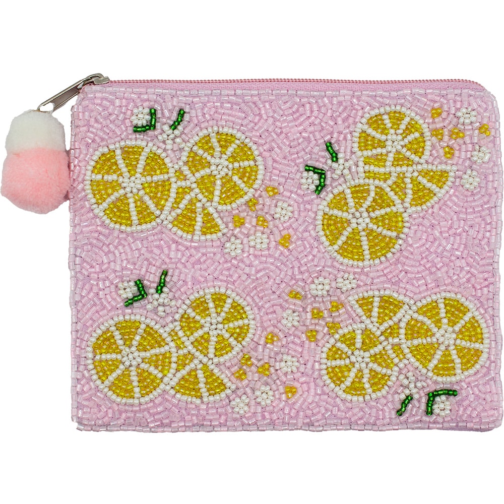 Lemons Glass Beaded Zipper Pouch