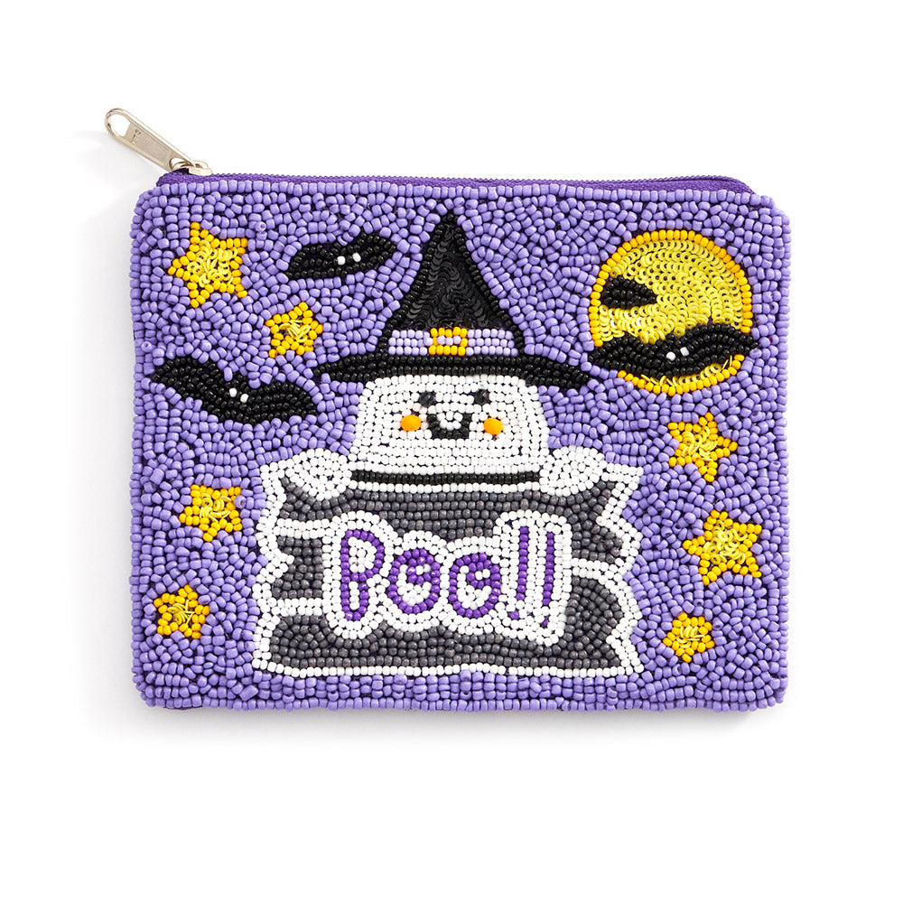 Cute Ghost Beaded Zipper Pouch
