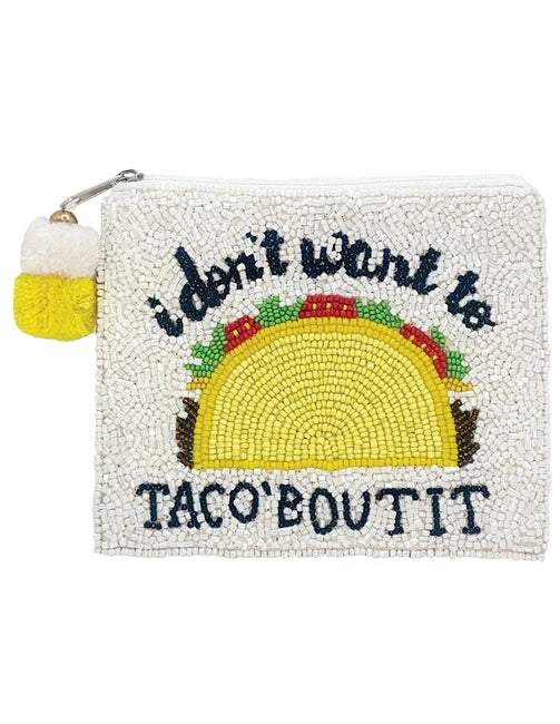 Taco Glass Beaded Zipper Pouch
