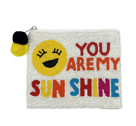 You Are My Sunshine Glass Beaded Zipper Pouch