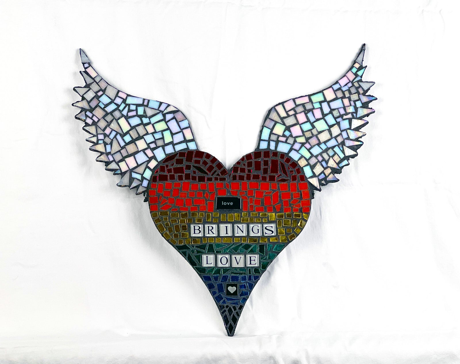 Love Brings Love Mosaic Heart Wings