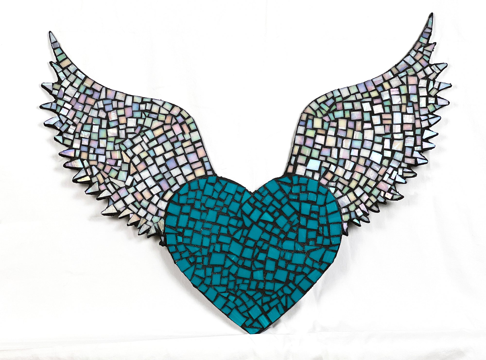 Large Mosaic Heart with Wings