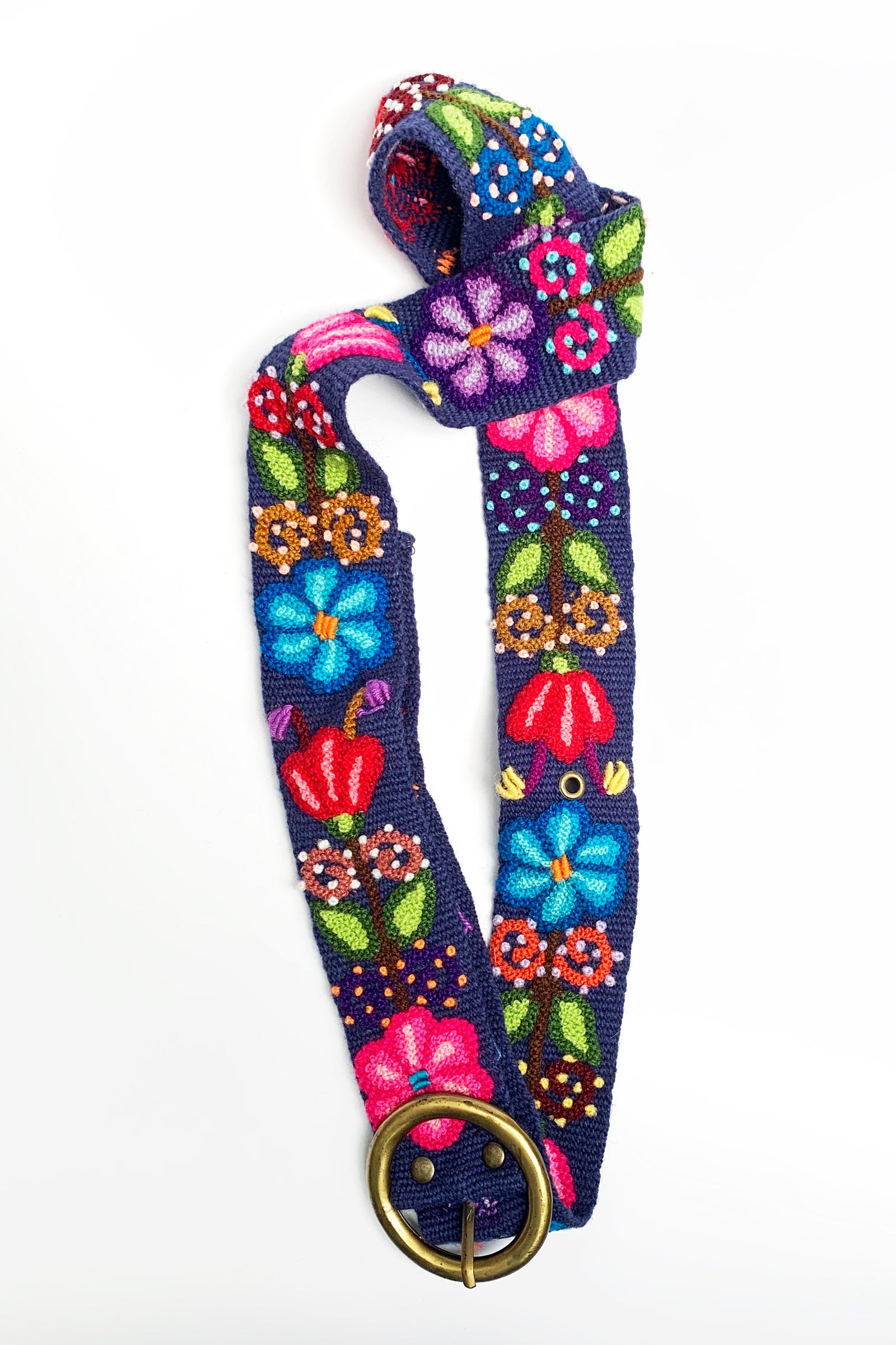 Embroidered Floral Blue Belt