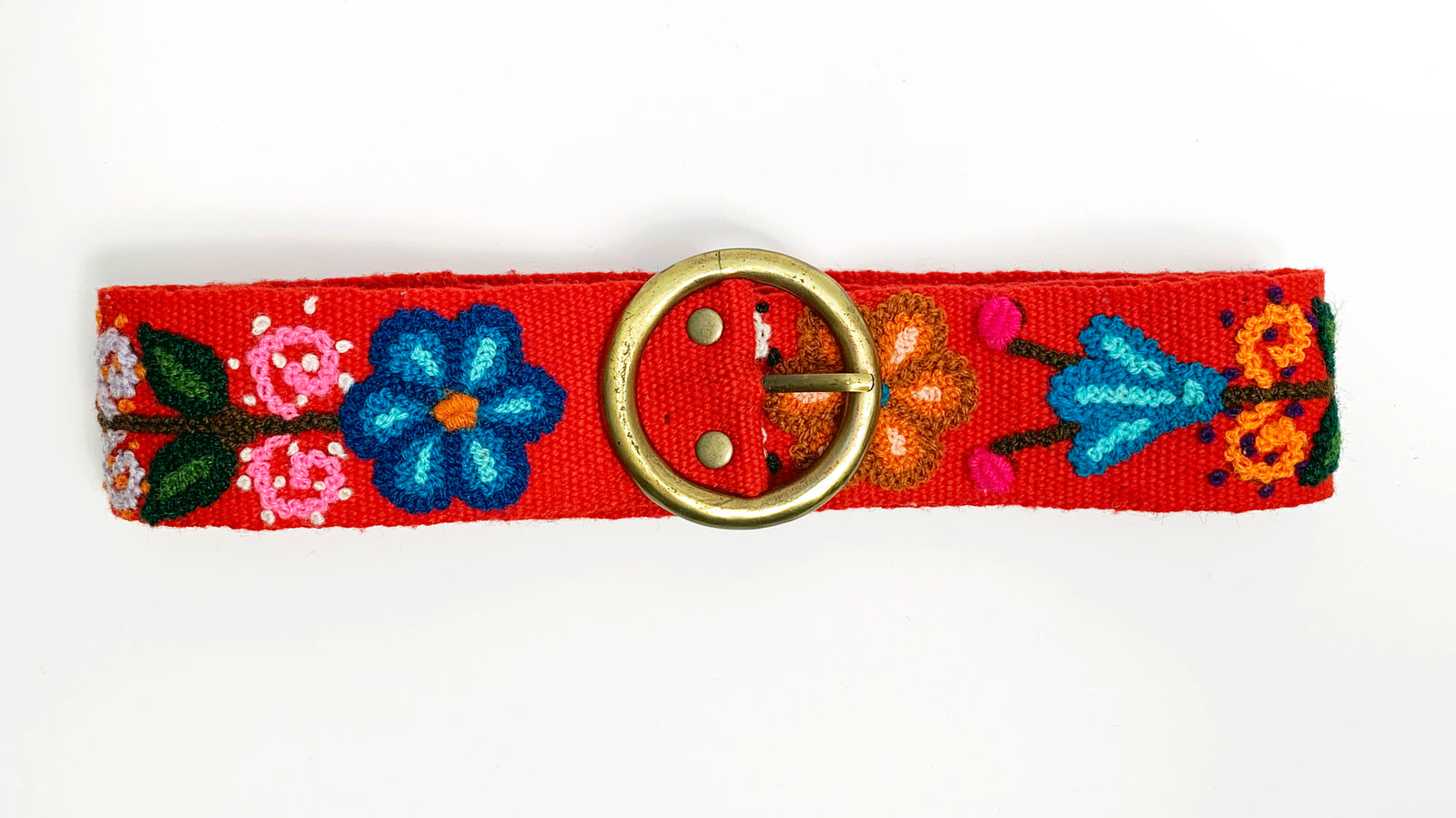 Embroidered Floral Red Belt