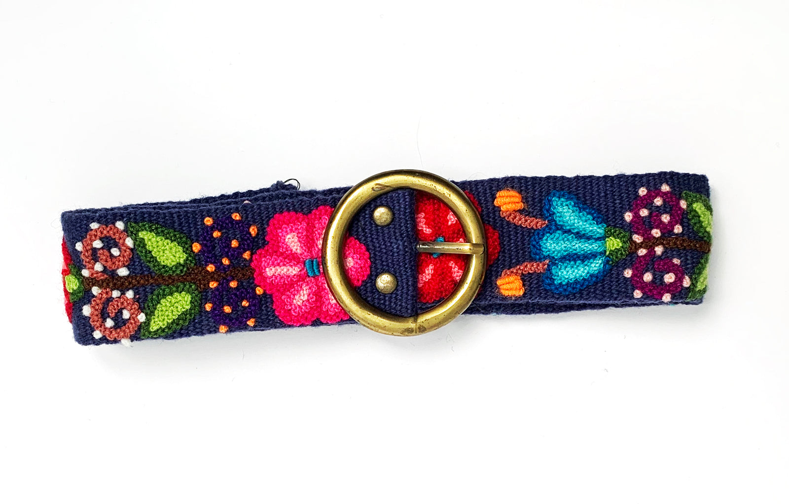 Embroidered Floral Blue Belt