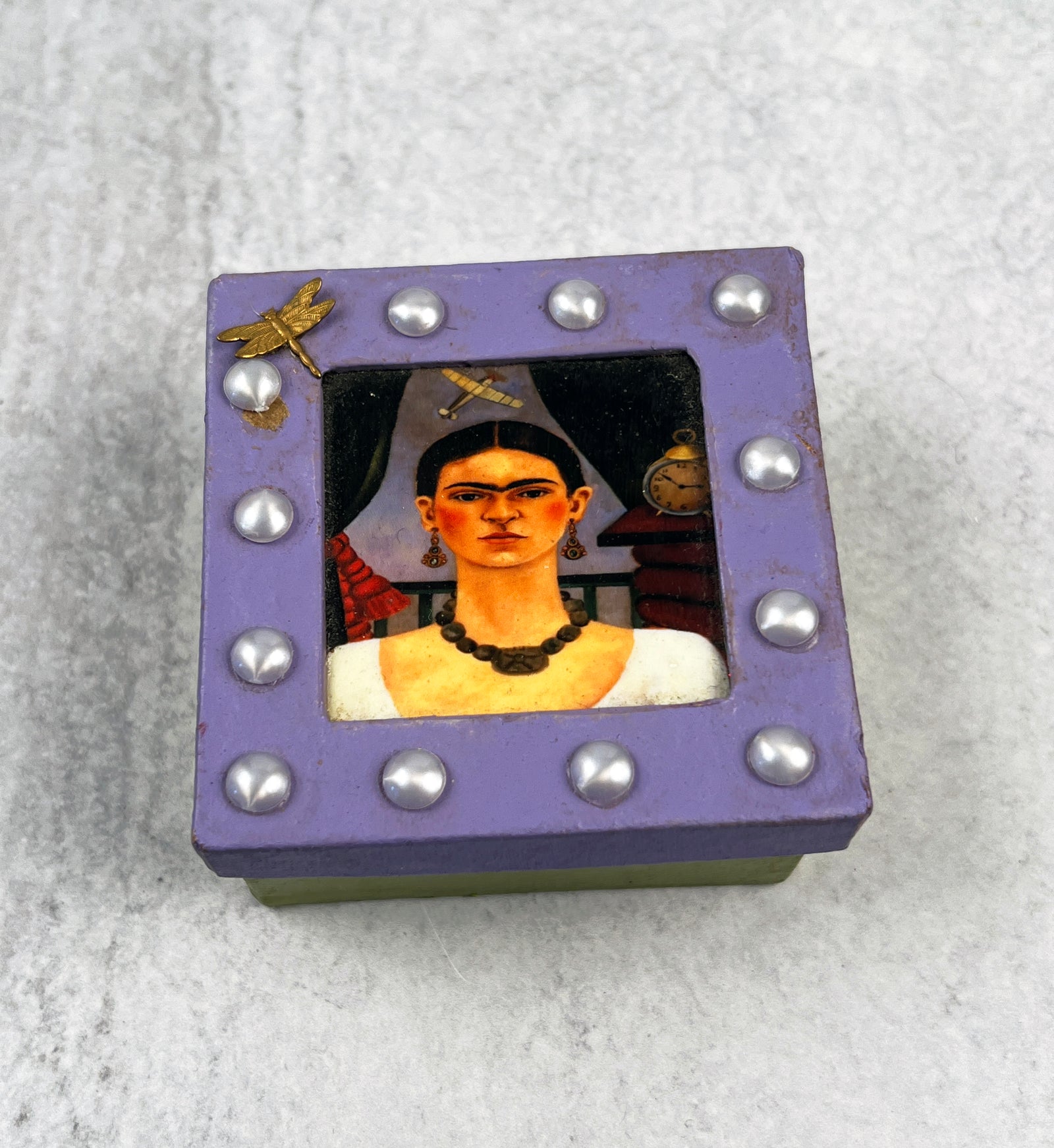 Frida Kahlo Dragonfly Paper Mache Box