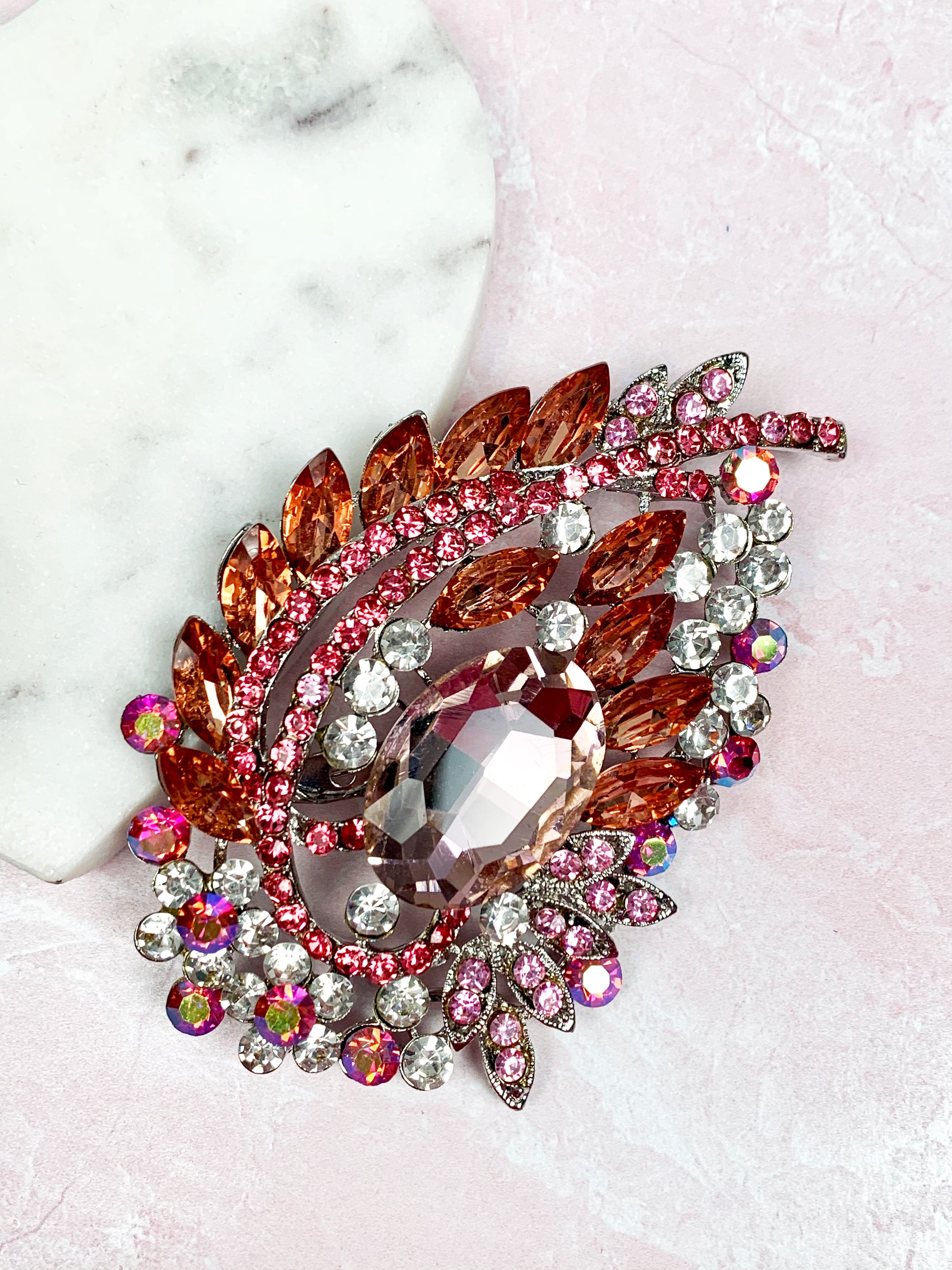 Pink Rhinestone Brooch