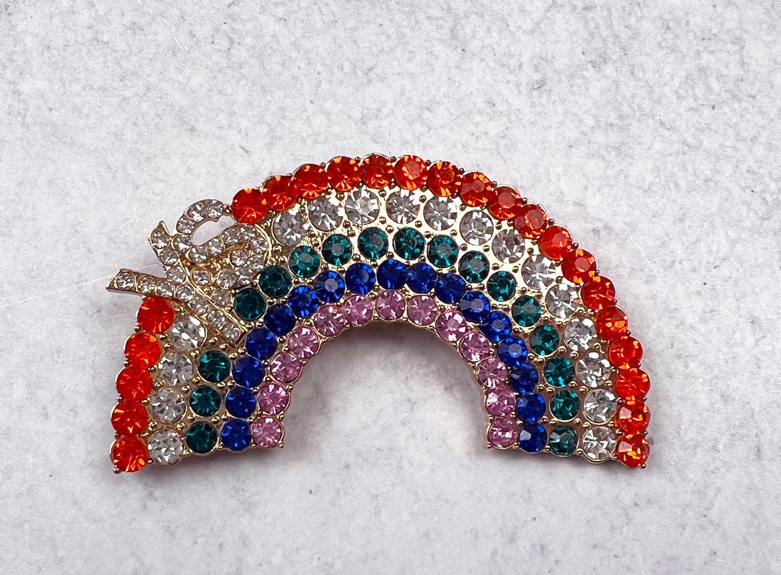 Rhinestone Rainbow Brooch