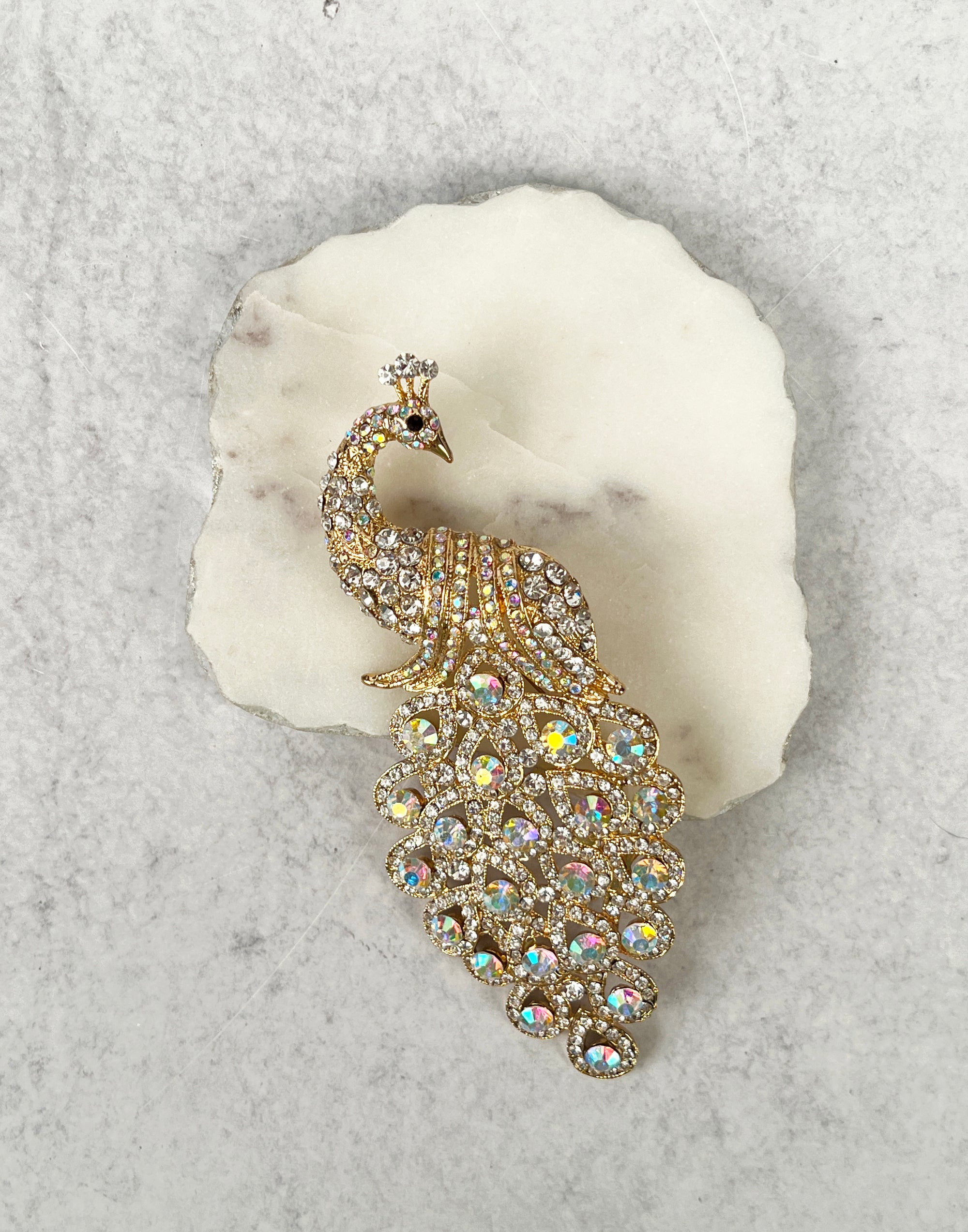 Peacock Rhinestone Brooch
