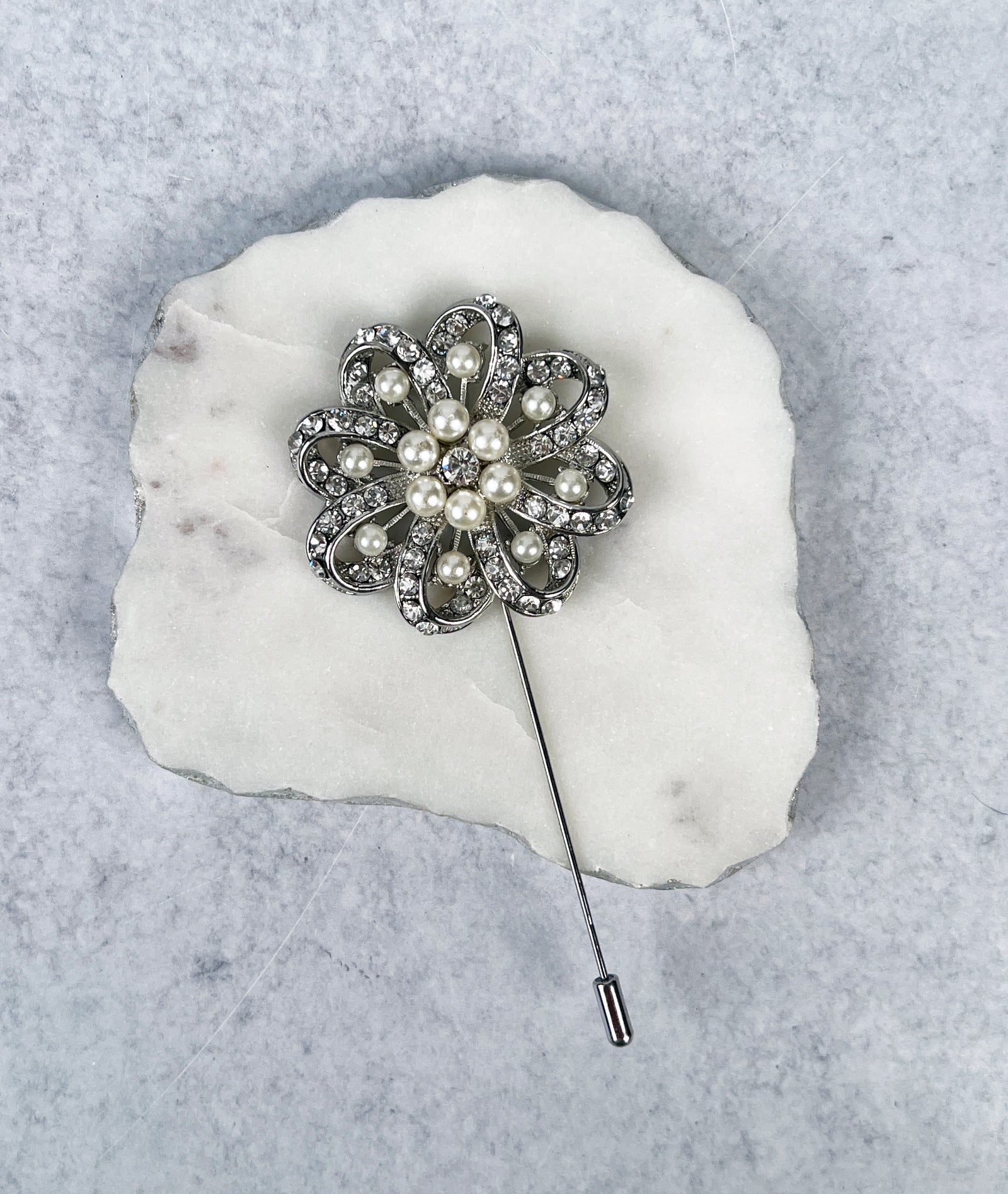 Pearl Pinwheel Stickpin Brooch