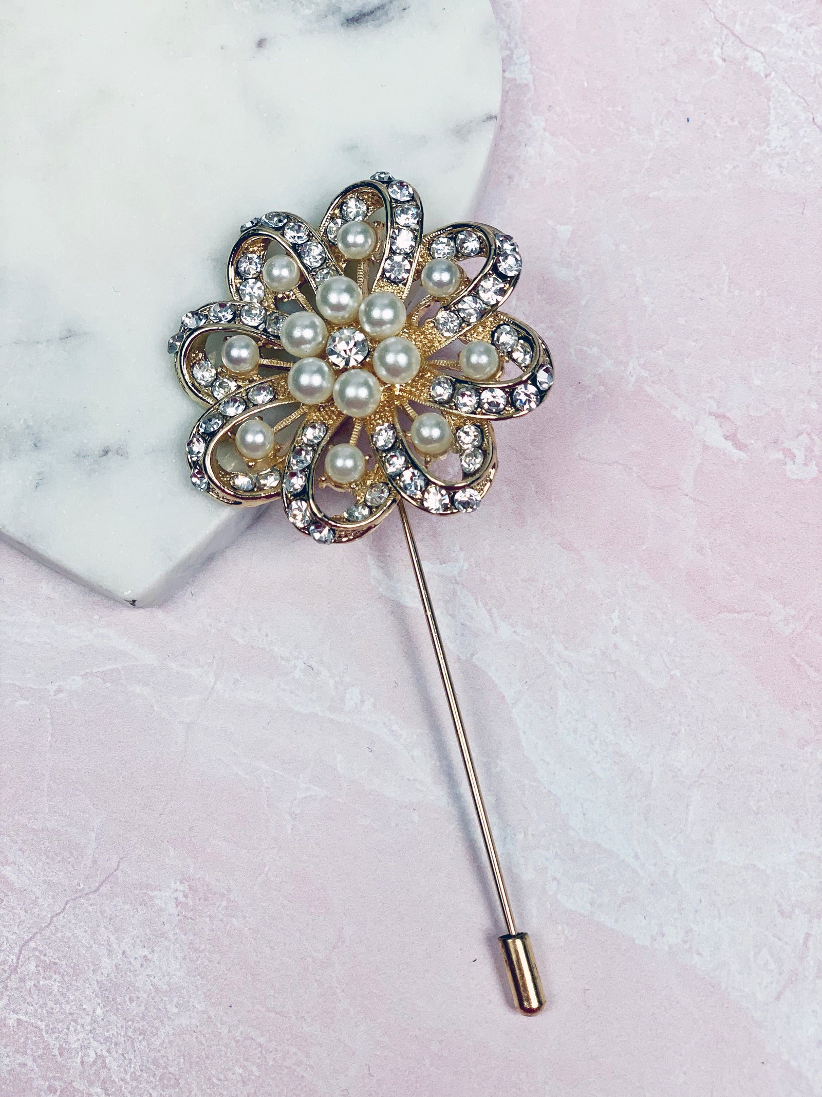 Pearl Pinwheel Stickpin Brooch