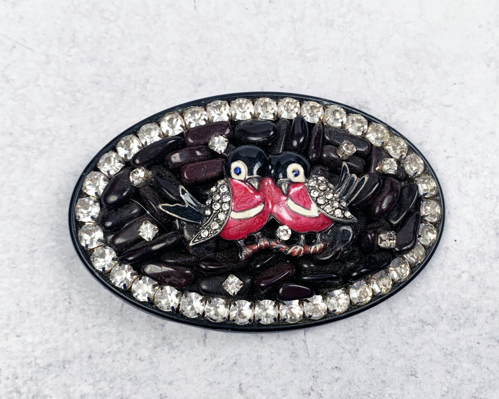 Love Birds Rhinestone Belt Buckle